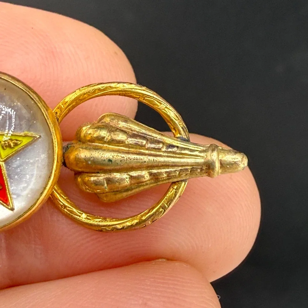 Vintage AMCO Order of the Eastern Star Brooch Gold Filled Enamel MOP READ